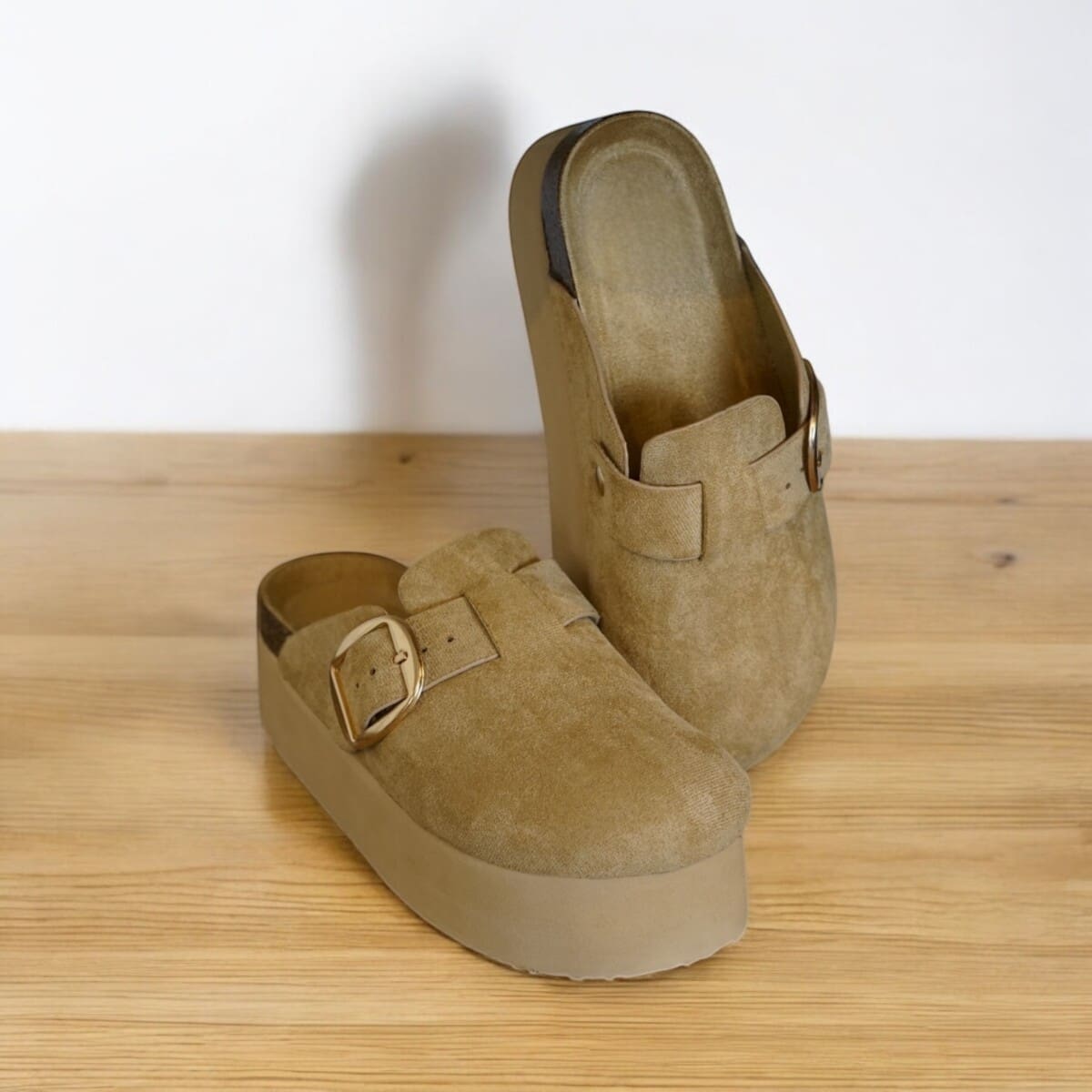 Tan Platform Clogs